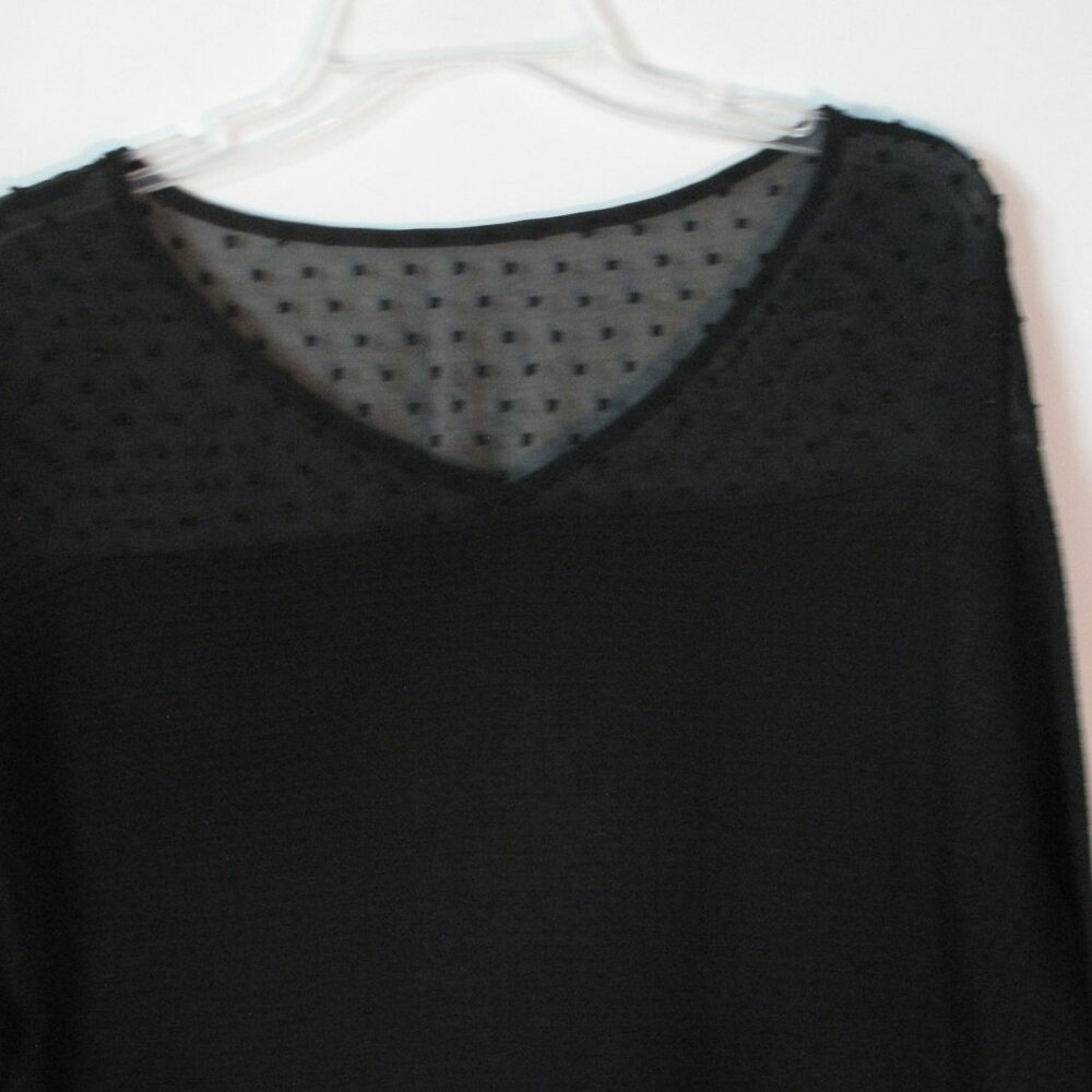 * Shein Curve Top 3XL Plus Size Black Waffle Texture Semi Sheer Inset - Picture 2 of 5